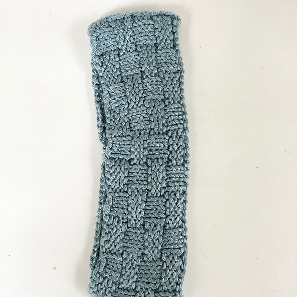 Skincare Washcloth Headband Spa Set Hand Crafted Steel Blue Cotton Knit - Picture 8 of 16